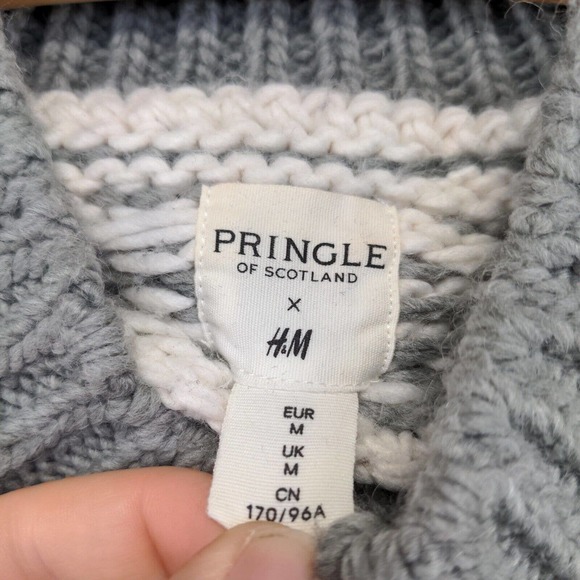 Pringle of Scotland x H&M Women's Cropped Sweater Gray Medium Fair Isle - Picture 8 of 12